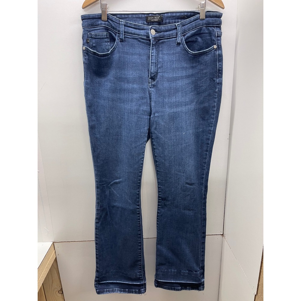 Judy Blue Los Angeles Dark Wash High Rise Bootcut Jeans Raw Hem Size 15 32